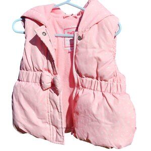 Girls Gymboree gorpcore retro pink poka dot hooded zip front puffer jacket 2T-3T